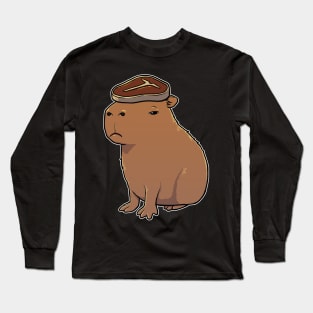 Capybara with to Steak on its head Long Sleeve T-Shirt
